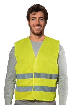 GILET POLY GIALLO CON BANDE S/PORTANOME