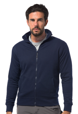 FELPA BLU NAVY COTONE/POLY ZIP LUNGA