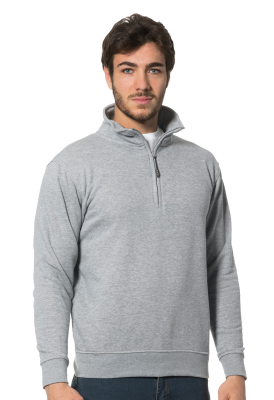 FELPA GRIGIA COTONE/POLY ZIP CORTA