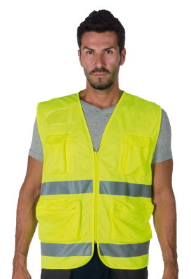 GILET POLIESTERE MULTIT.GIALLO C/BANDE