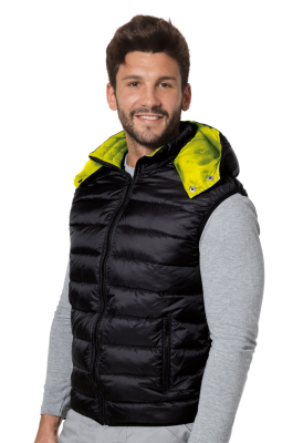GILET POLIESTERE NERO/GIALLO IMBOTTITO
