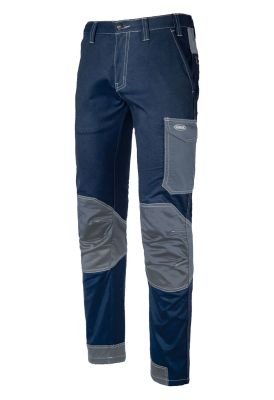 PANT. STRETCH BLU/GRIGIO 230 GR. COT.POLY