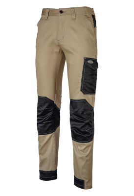 PANT. STRETCH BEIGE/NERO 230 GR. COT.POLY