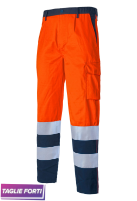 PANT.COTTON/POLY ARANCIO HV/BLU