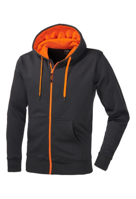 FELPA  POLYCOTONE ZIP LUNGA GRIGIO/ARANCIO