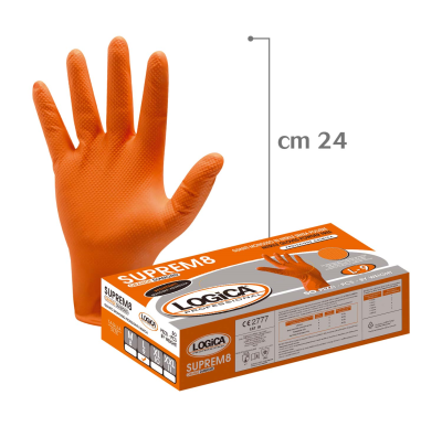 GUANTI NITRILE ARANCIO DIAMANTATO CF.50